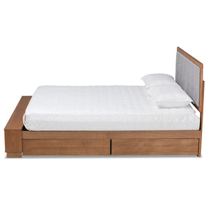 Baxton Studio Baxton Studio Cosma Modern Platform Bed with Storage, Adjustable Headboard & Cozy Upholstered Design Light / Queen Size Cosma-Light Grey/Ash Walnut-Queen