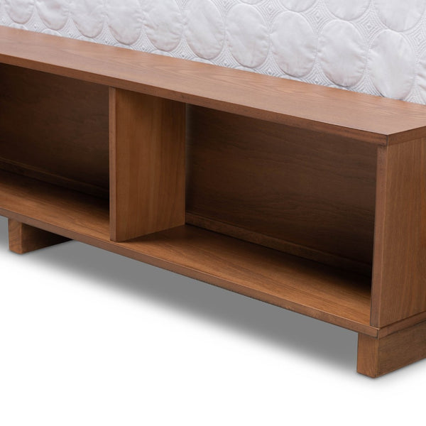 Baxton Studio Baxton Studio Cosma Modern Platform Bed with Storage, Adjustable Headboard & Cozy Upholstered Design Light / Queen Size Cosma-Light Grey/Ash Walnut-Queen