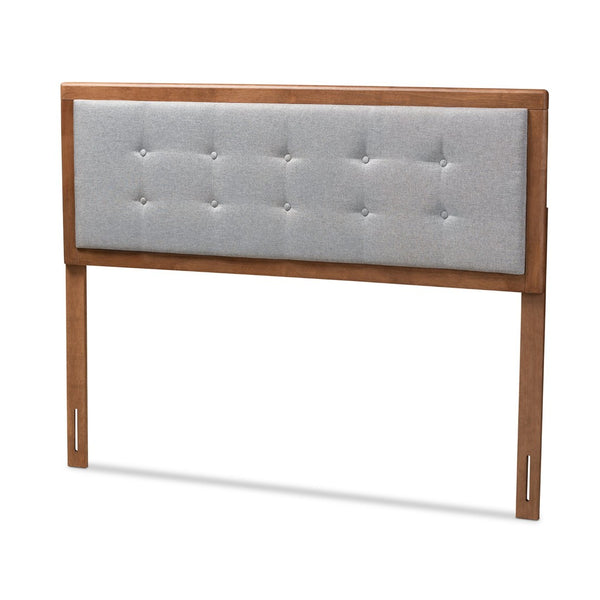 Baxton Studio Baxton Studio Mid-Century Modern Queen Headboard in Light Grey Fabric with Walnut Brown Finish Sarine Queen MG97053-Light Grey/Ash Walnut-HB-Queen