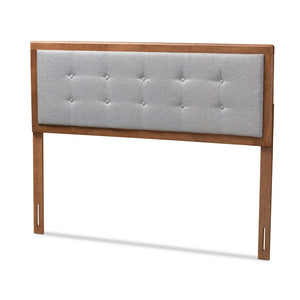 Baxton Studio Baxton Studio Mid-Century Modern Full Size Headboard with Button Tufting and Custom Height Options Sarine Light Full MG97053-Light Grey/Ash Walnut-HB-Full