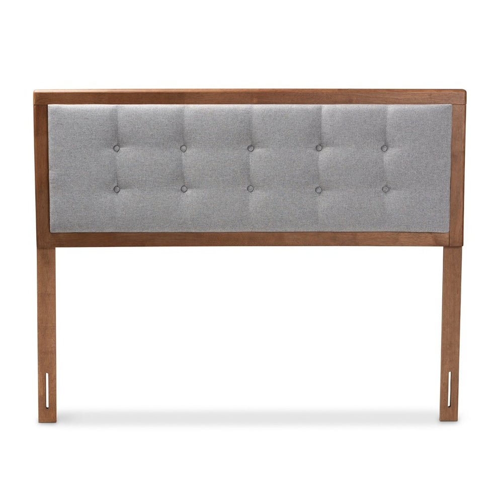 Baxton Studio Baxton Studio Mid-Century Modern Queen Headboard in Light Grey Fabric with Walnut Brown Finish Sarine Queen MG97053-Light Grey/Ash Walnut-HB-Queen