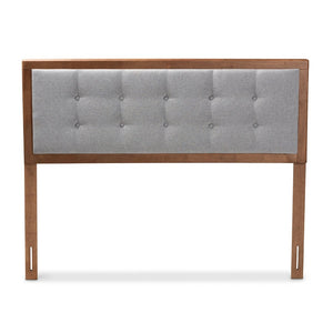 Baxton Studio Baxton Studio Mid-Century Modern Queen Headboard in Light Grey Fabric with Walnut Brown Finish Sarine Queen MG97053-Light Grey/Ash Walnut-HB-Queen