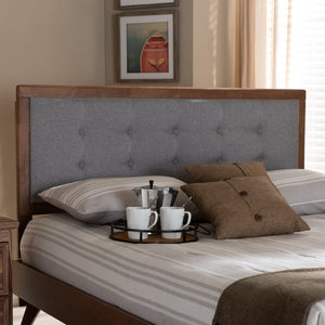 Baxton Studio Baxton Studio Mid-Century Modern Full Size Headboard with Button Tufting and Custom Height Options Sarine Light Full MG97053-Light Grey/Ash Walnut-HB-Full