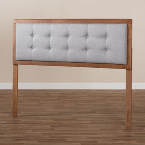 Baxton Studio Baxton Studio Mid-Century Modern Queen Headboard in Light Grey Fabric with Walnut Brown Finish Sarine Queen MG97053-Light Grey/Ash Walnut-HB-Queen