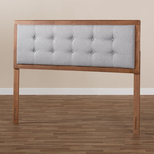 Baxton Studio Baxton Studio Mid-Century Modern Queen Headboard in Light Grey Fabric with Walnut Brown Finish Sarine Queen MG97053-Light Grey/Ash Walnut-HB-Queen