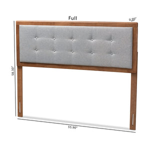 Baxton Studio Baxton Studio Mid-Century Modern Queen Headboard in Light Grey Fabric with Walnut Brown Finish Sarine Queen MG97053-Light Grey/Ash Walnut-HB-Queen
