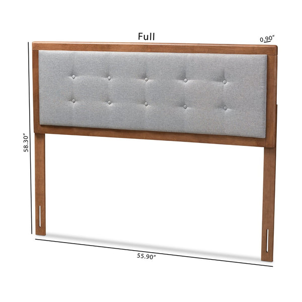 Baxton Studio Baxton Studio Mid-Century Modern Queen Headboard in Light Grey Fabric with Walnut Brown Finish Sarine Queen MG97053-Light Grey/Ash Walnut-HB-Queen
