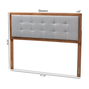 Baxton Studio Baxton Studio Mid-Century Modern Queen Headboard in Light Grey Fabric with Walnut Brown Finish Sarine Queen MG97053-Light Grey/Ash Walnut-HB-Queen