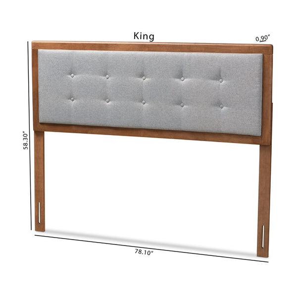 Baxton Studio Baxton Studio Mid-Century Modern Queen Headboard in Light Grey Fabric with Walnut Brown Finish Sarine Queen MG97053-Light Grey/Ash Walnut-HB-Queen