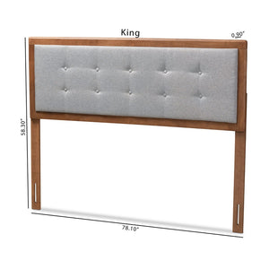 Baxton Studio Baxton Studio Mid-Century Modern Full Size Headboard with Button Tufting and Custom Height Options Sarine Light Full MG97053-Light Grey/Ash Walnut-HB-Full