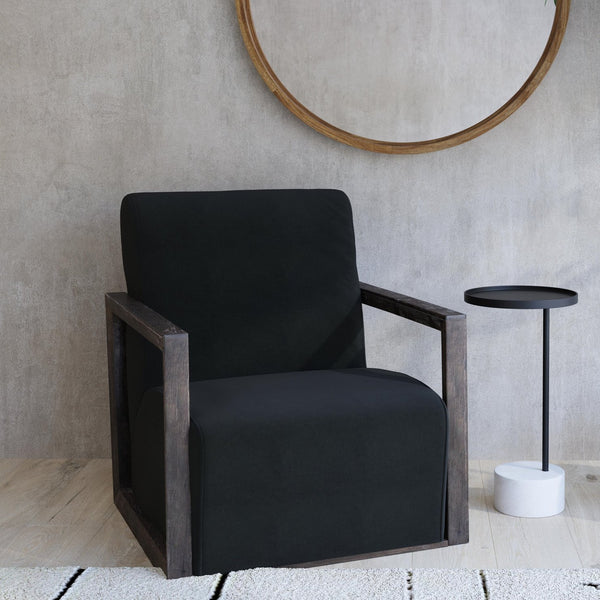 Basset Mirror Asher Modern Accent Chair - Oversized Velvet Seat With Durable Wood Frame & Timeless Design Gray Rustic Wood Frame 9435-lr-805
