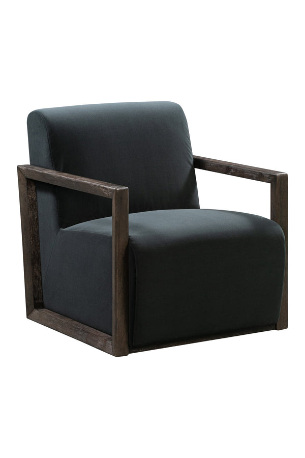 Basset Mirror Asher Modern Accent Chair - Oversized Velvet Seat With Durable Wood Frame & Timeless Design Gray Rustic Wood Frame 9435-lr-805