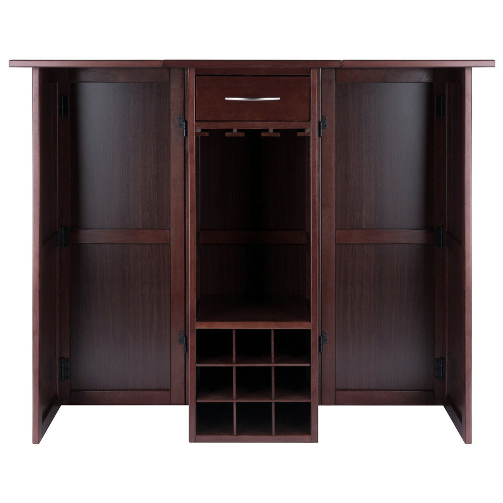 Winsome Wood Newport Expandable Wine Bar In Walnut - Stylish Space-saving Design For Entertaining & Storage Walnut Solid ,Composite Wood 94350-winsome-wood