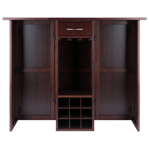 Winsome Wood Newport Expandable Wine Bar In Walnut - Stylish Space-saving Design For Entertaining & Storage Walnut Solid ,Composite Wood 94350-winsome-wood