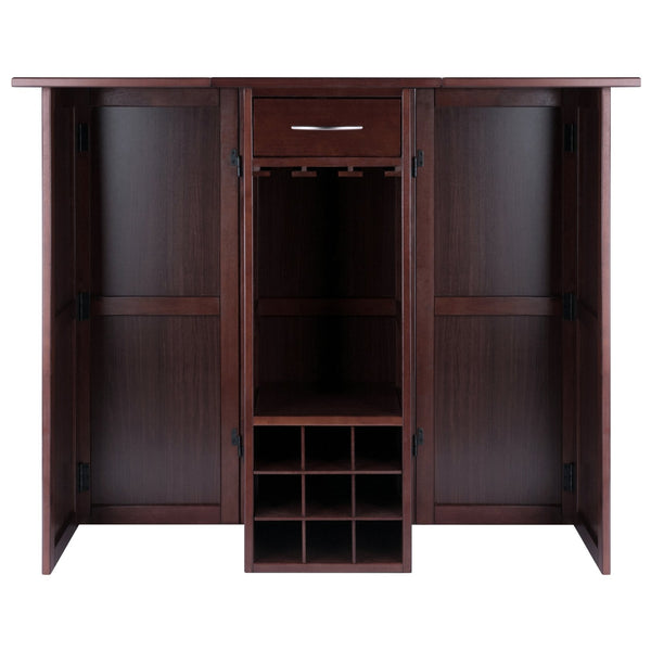 Winsome Wood Newport Expandable Wine Bar In Walnut - Stylish Space-saving Design For Entertaining & Storage Walnut Solid ,Composite Wood 94350-winsome-wood
