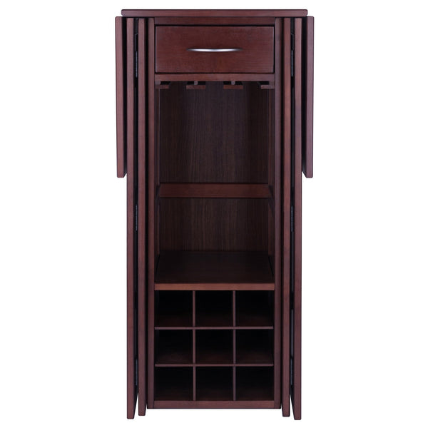 Winsome Wood Newport Expandable Wine Bar In Walnut - Stylish Space-saving Design For Entertaining & Storage Walnut Solid ,Composite Wood 94350-winsome-wood