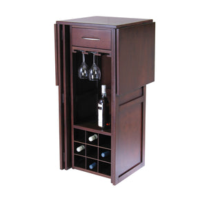 Winsome Wood Newport Expandable Wine Bar In Walnut - Stylish Space-saving Design For Entertaining & Storage Walnut Solid ,Composite Wood 94350-winsome-wood