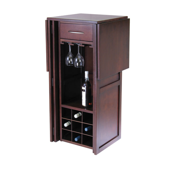 Winsome Wood Newport Expandable Wine Bar In Walnut - Stylish Space-saving Design For Entertaining & Storage Walnut Solid ,Composite Wood 94350-winsome-wood