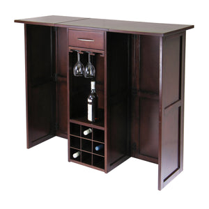 Winsome Wood Newport Expandable Wine Bar In Walnut - Stylish Space-saving Design For Entertaining & Storage Walnut Solid ,Composite Wood 94350-winsome-wood