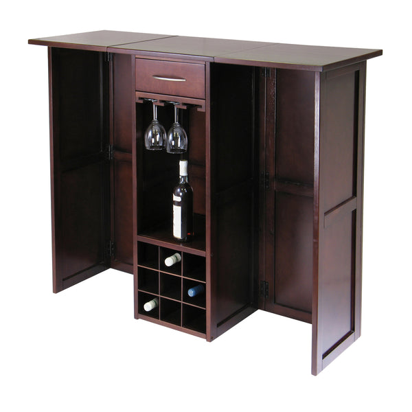 Winsome Wood Newport Expandable Wine Bar In Walnut - Stylish Space-saving Design For Entertaining & Storage Walnut Solid ,Composite Wood 94350-winsome-wood