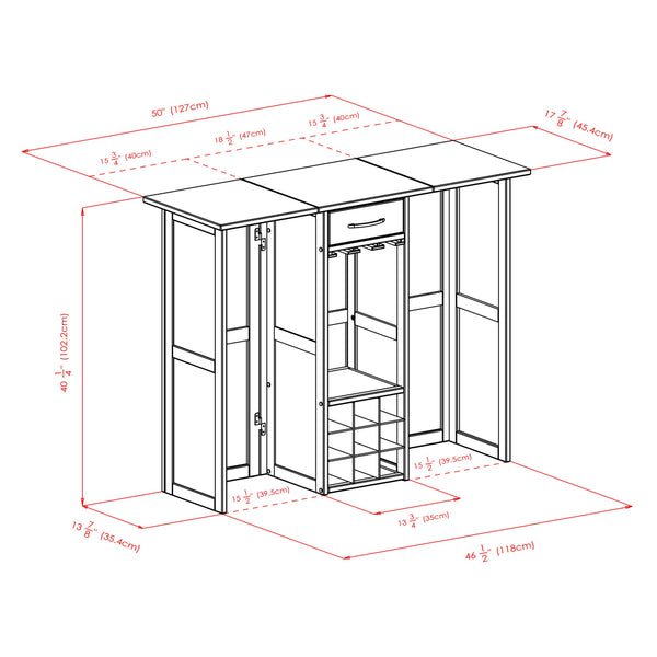 Winsome Wood Newport Expandable Wine Bar In Walnut - Stylish Space-saving Design For Entertaining & Storage Walnut Solid ,Composite Wood 94350-winsome-wood