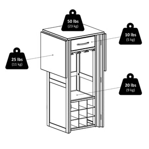Winsome Wood Newport Expandable Wine Bar In Walnut - Stylish Space-saving Design For Entertaining & Storage Walnut Solid ,Composite Wood 94350-winsome-wood