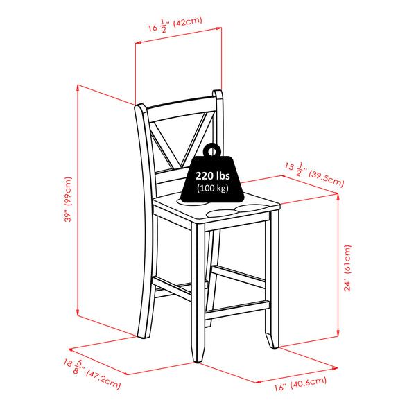 Winsome Wood Orlando 3-piece High Table & V-back Stools Set, Stylish Walnut Finish With Storage For Dining & Work Walnut Solid ,Composite Wood 94351-winsome-wood
