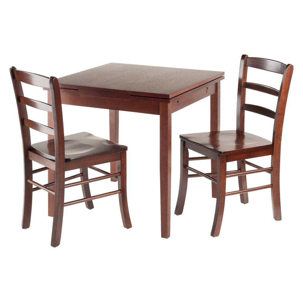 Winsome Wood Pulman 3-piece Expandable Dining Set With Ladder-back Chairs, Space-saving Walnut Design For 4 Guests Walnut Solid Wood 94352-winsome-wood