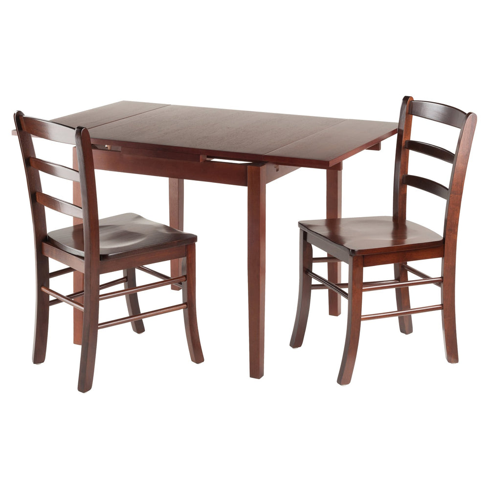 Winsome Wood Pulman 3-piece Expandable Dining Set With Ladder-back Chairs, Space-saving Walnut Design For 4 Guests Walnut Solid Wood 94352-winsome-wood