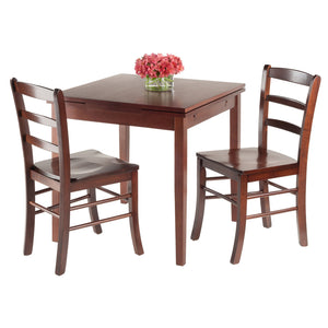 Winsome Wood Pulman 3-piece Expandable Dining Set With Ladder-back Chairs, Space-saving Walnut Design For 4 Guests Walnut Solid Wood 94352-winsome-wood