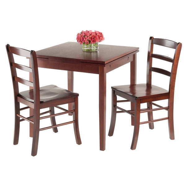 Winsome Wood Pulman 3-piece Expandable Dining Set With Ladder-back Chairs, Space-saving Walnut Design For 4 Guests Walnut Solid Wood 94352-winsome-wood