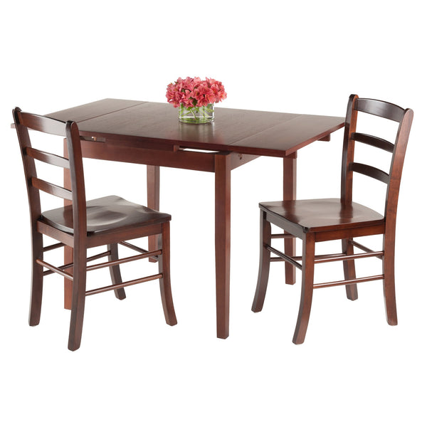 Winsome Wood Pulman 3-piece Expandable Dining Set With Ladder-back Chairs, Space-saving Walnut Design For 4 Guests Walnut Solid Wood 94352-winsome-wood