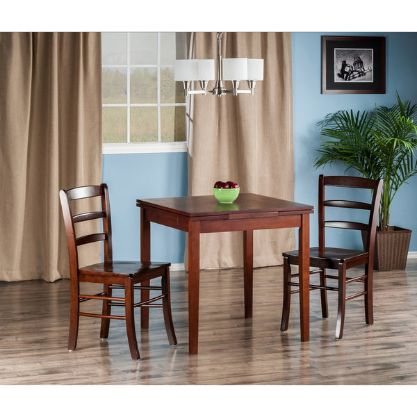 Winsome Wood Pulman 3-piece Expandable Dining Set With Ladder-back Chairs, Space-saving Walnut Design For 4 Guests Walnut Solid Wood 94352-winsome-wood
