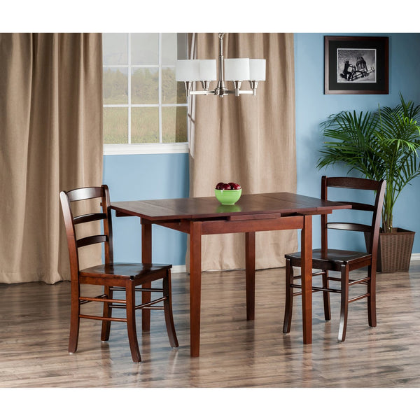 Winsome Wood Pulman 3-piece Expandable Dining Set With Ladder-back Chairs, Space-saving Walnut Design For 4 Guests Walnut Solid Wood 94352-winsome-wood