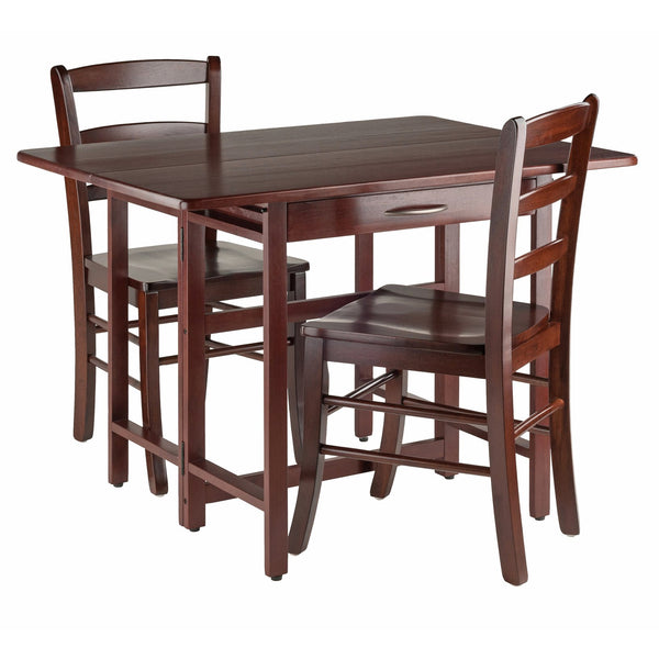 Winsome Wood Taylor 3-piece Walnut Drop Leaf Dining Table Set With Ladder Back Chairs For Versatile Home Use Walnut Solid ,Composite Wood 94353-winsome-wood