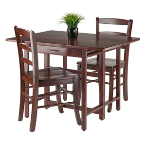 Winsome Wood Taylor 3-piece Walnut Drop Leaf Dining Table Set With Ladder Back Chairs For Versatile Home Use Walnut Solid ,Composite Wood 94353-winsome-wood
