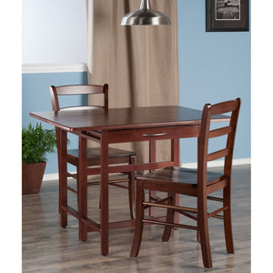 Winsome Wood Taylor 3-piece Walnut Drop Leaf Dining Table Set With Ladder Back Chairs For Versatile Home Use Walnut Solid ,Composite Wood 94353-winsome-wood