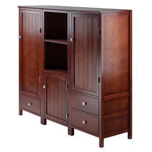 Winsome Wood Brooke 3-piece Modular Cupboard Set In Walnut - Stylish French Country Storage For Any Room Walnut Solid ,Composite Wood 94357-winsome-wood