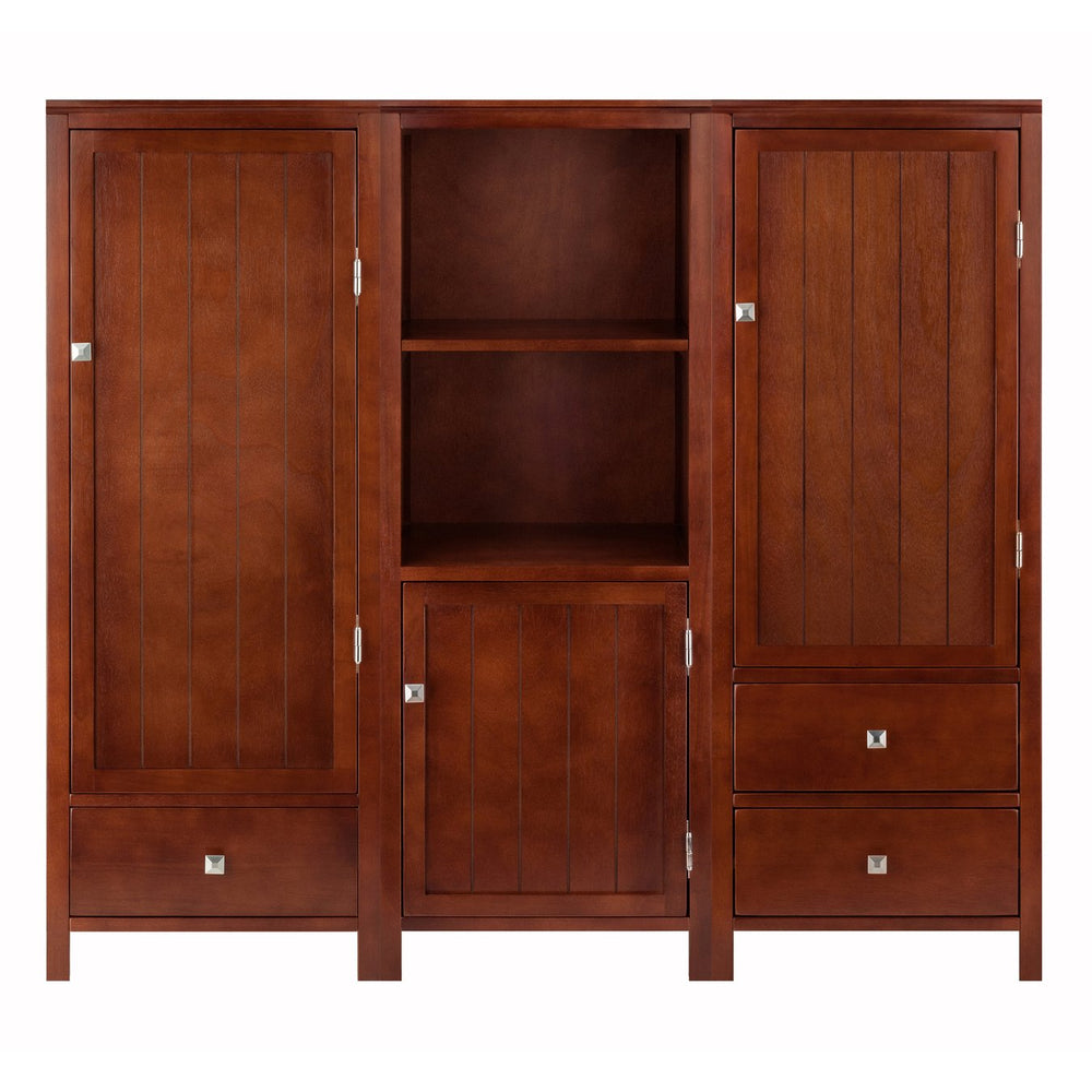Winsome Wood Brooke 3-piece Modular Cupboard Set In Walnut - Stylish French Country Storage For Any Room Walnut Solid ,Composite Wood 94357-winsome-wood