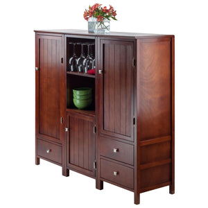 Winsome Wood Brooke 3-piece Modular Cupboard Set In Walnut - Stylish French Country Storage For Any Room Walnut Solid ,Composite Wood 94357-winsome-wood