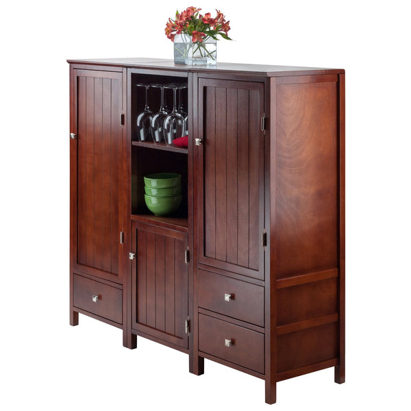 Winsome Wood Brooke 3-piece Modular Cupboard Set In Walnut - Stylish French Country Storage For Any Room Walnut Solid ,Composite Wood 94357-winsome-wood