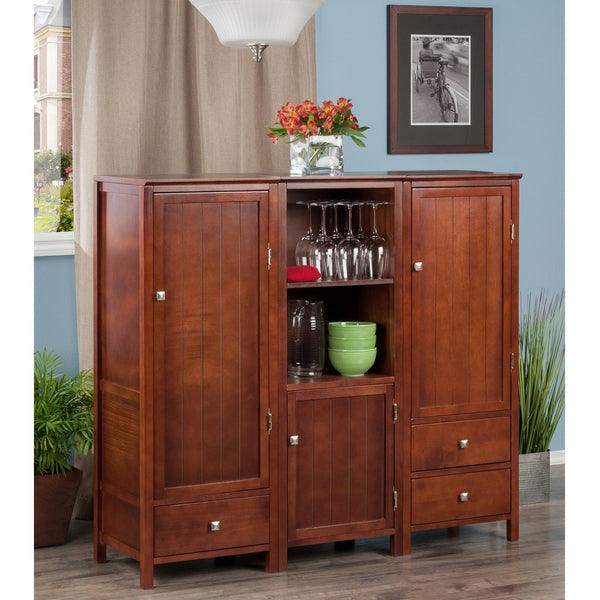 Winsome Wood Brooke 3-piece Modular Cupboard Set In Walnut - Stylish French Country Storage For Any Room Walnut Solid ,Composite Wood 94357-winsome-wood
