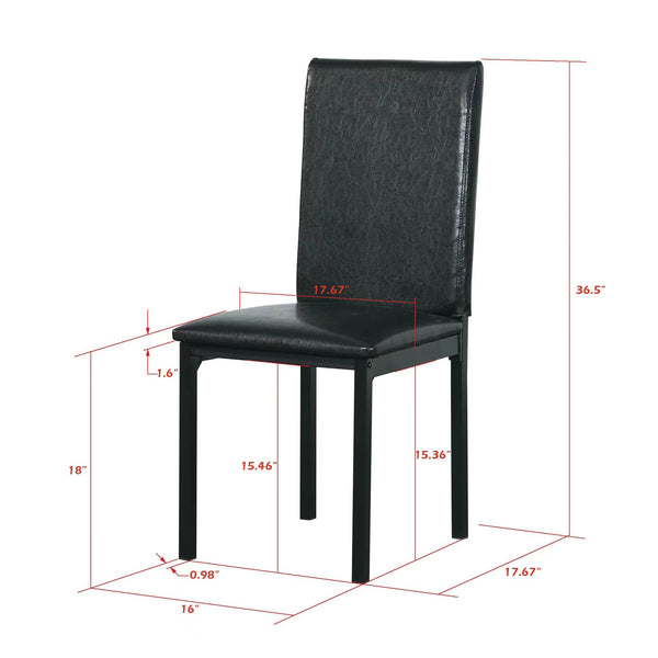English Elm 4-piece metal frame dining seats Black - Durable 250LB Capacity, Faux Leather Padded Comfort, Easy Assembly W2297P348662