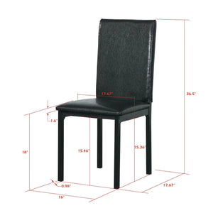 English Elm Furniture 5 Piece Metal Dinette Set with Faux Marble Top Black - Durable Metal Frame, Vinyl Chairs, Easy Assembly W2297S00025