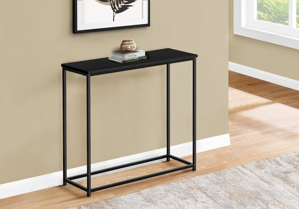 English Elm Accent Modern Console Table for Entryway or Living Room Narrow Laminate Top with Sleek Metal Frame Black 34 L x 14 W x 4 H B2710P218994