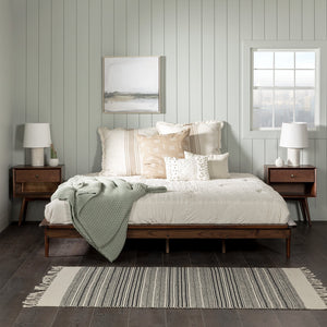 English Elm Walker Edison - Mid-Century Solid Pine King Platform Bed Frame with Tapered Legs, No Box Spring Needed, Sturdy Build Walnut 94 L x 16 W x 7 H B185P169409