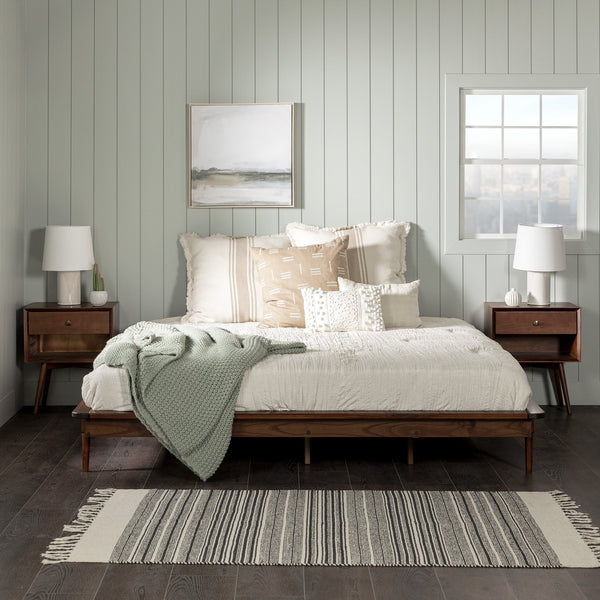 English Elm Walker Edison - Mid-Century Solid Pine King Platform Bed Frame with Tapered Legs, No Box Spring Needed, Sturdy Build Walnut 94 L x 16 W x 7 H B185P169409