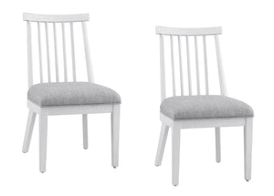 Basset Mirror Nadine Coastal Contemporary Dining Chair Set Of 2 - Solid Wood, Bright White Oak & Gray Fabric Seat White Wood,Nickel,Fabric,Foam 9436-dr-800-2