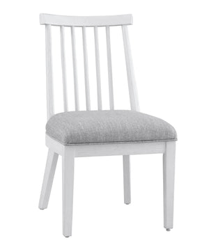 Basset Mirror Nadine Coastal Contemporary Dining Chair Set Of 2 - Solid Wood, Bright White Oak & Gray Fabric Seat White Wood,Nickel,Fabric,Foam 9436-dr-800-2