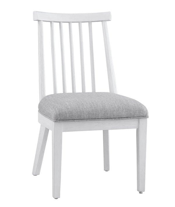 Basset Mirror Nadine Coastal Contemporary Dining Chair Set Of 2 - Solid Wood, Bright White Oak & Gray Fabric Seat White Wood,Nickel,Fabric,Foam 9436-dr-800-2